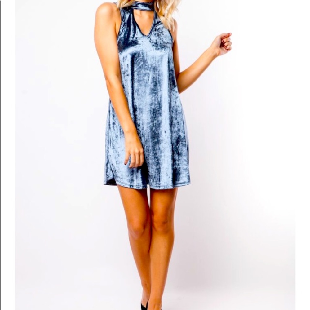 Beautiful blue crushed velvet dress
